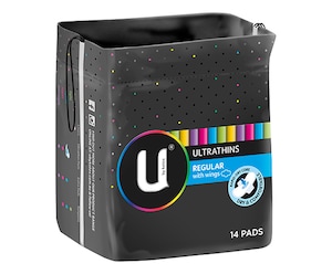 U By Kotex Ultrathins Regular Wing Pads 14 Pack