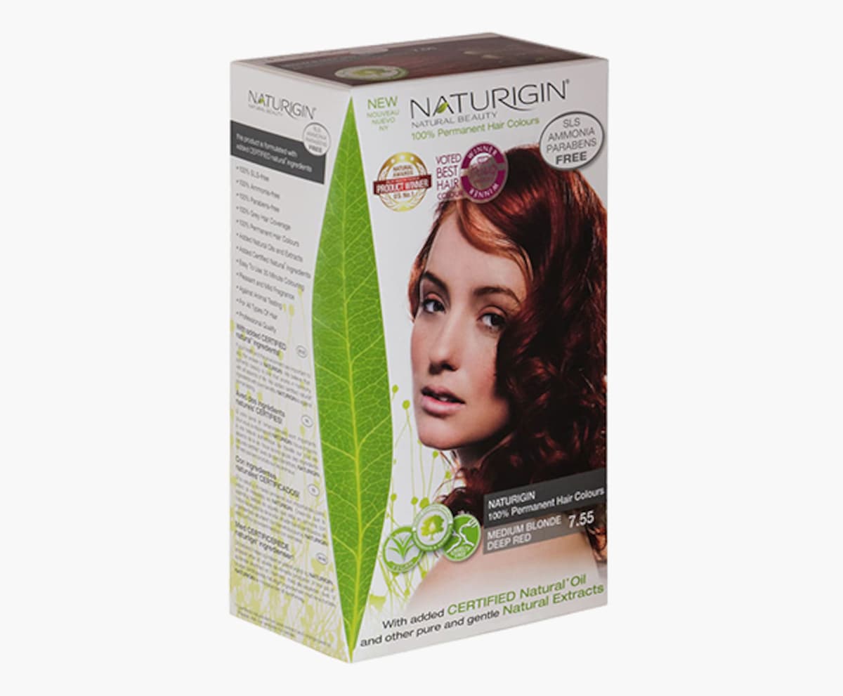 Naturigin 7.55 Medium Blonde Deep Red Natural Permanent Hair Colour