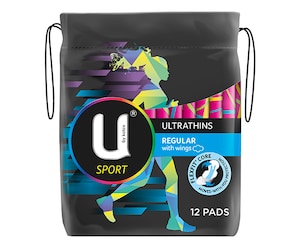 U By Kotex Sport Ultrathins Regular Wing Pads 12 Pack