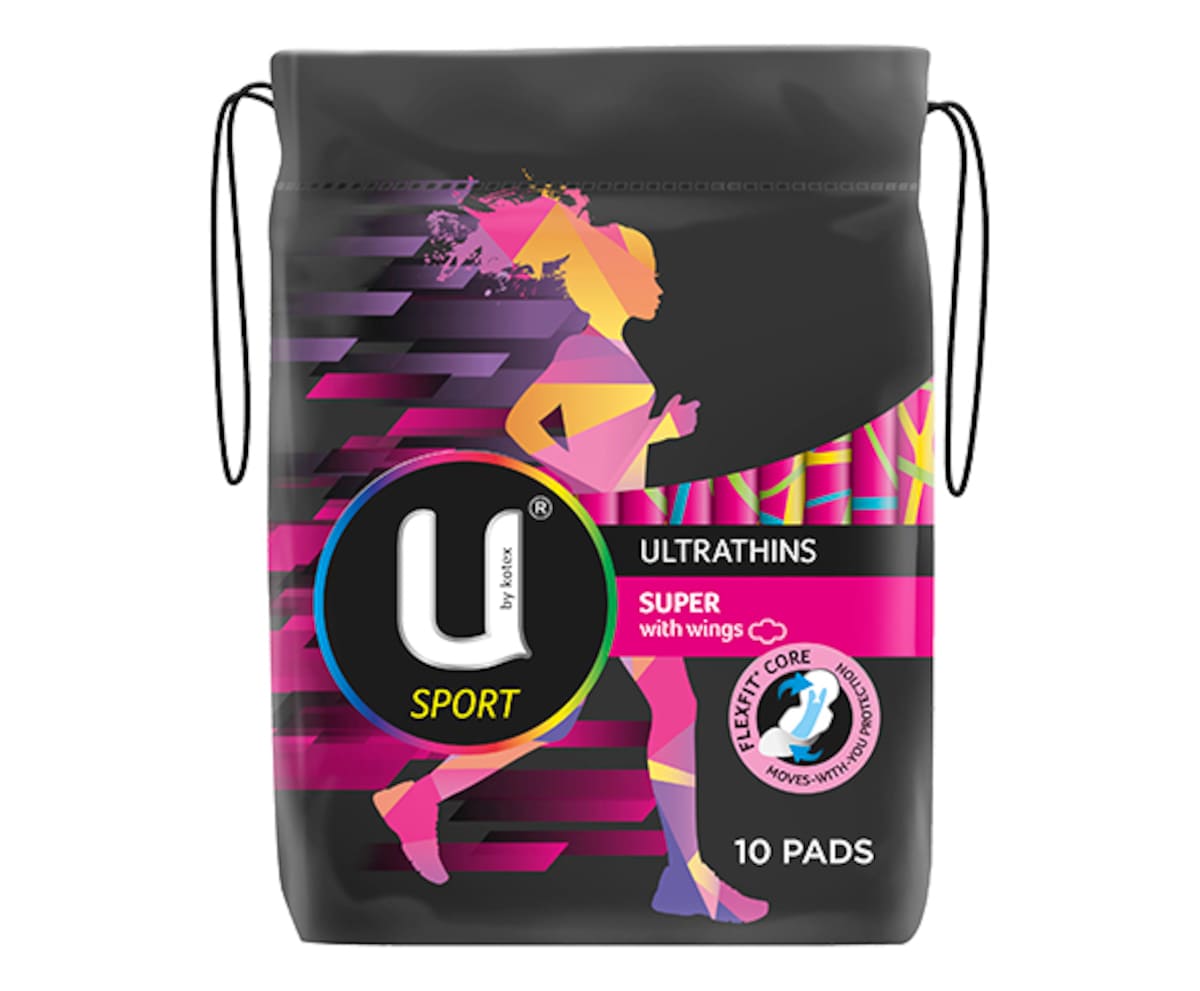 U By Kotex Sport Ultrathins Super Wing Pads 10 Pack