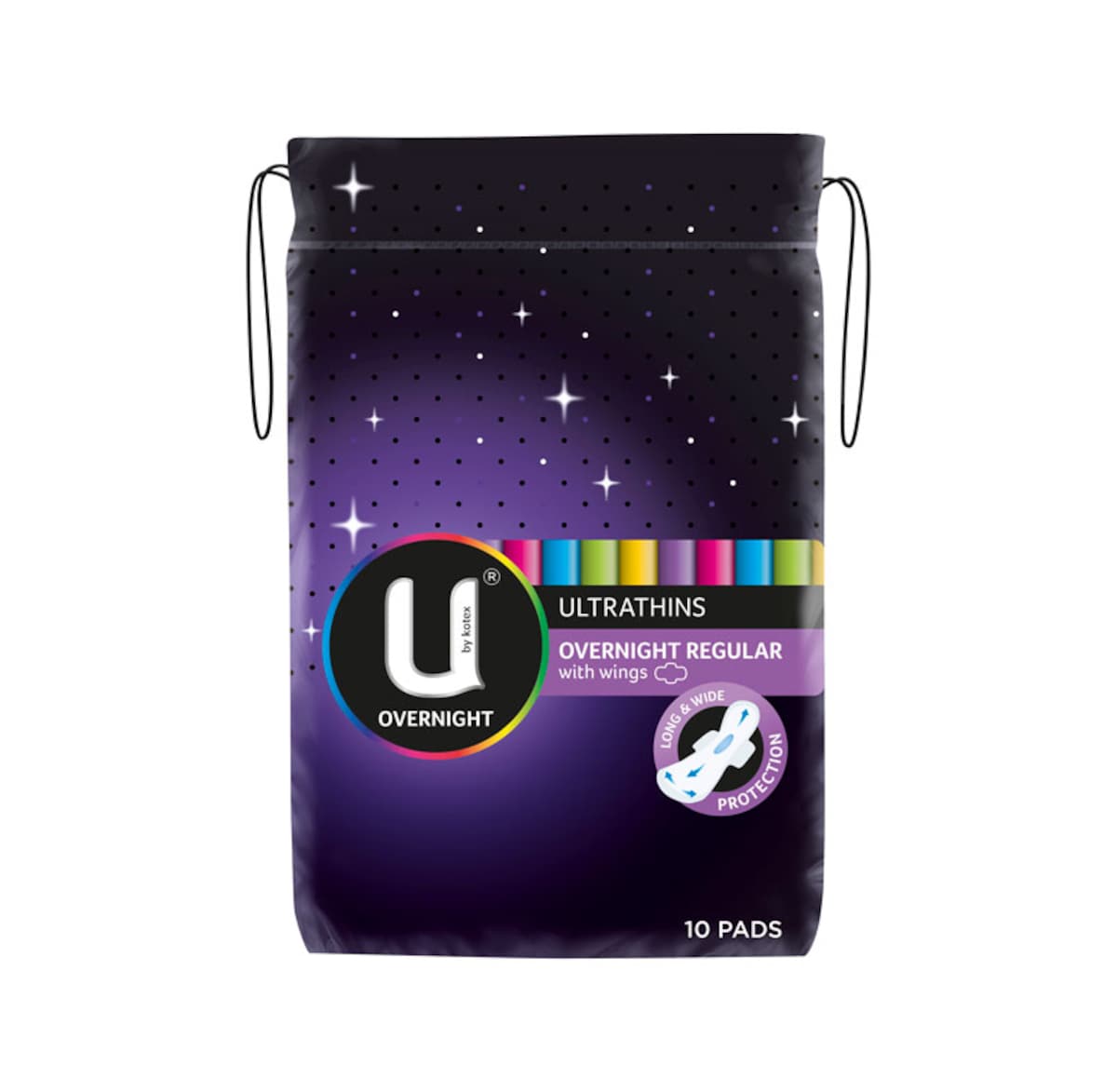 U By Kotex Ultrathins Overnight Regular Wing Pads 10 Pack