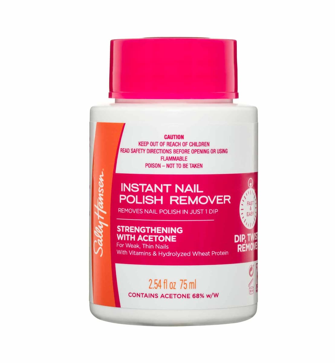 Sally Hansen Instant Nail Polish Remover Pot Strengthening Pink 75Ml