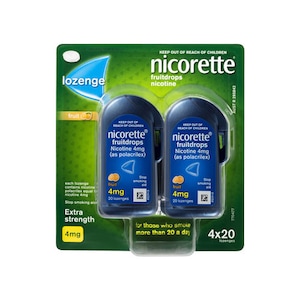 Nicorette Quit Smoking Fruitdrops 4Mg 80 Nicotine Lozenges