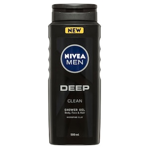 Nivea For Men Deep Clean Shower Gel & Body Wash 500Ml