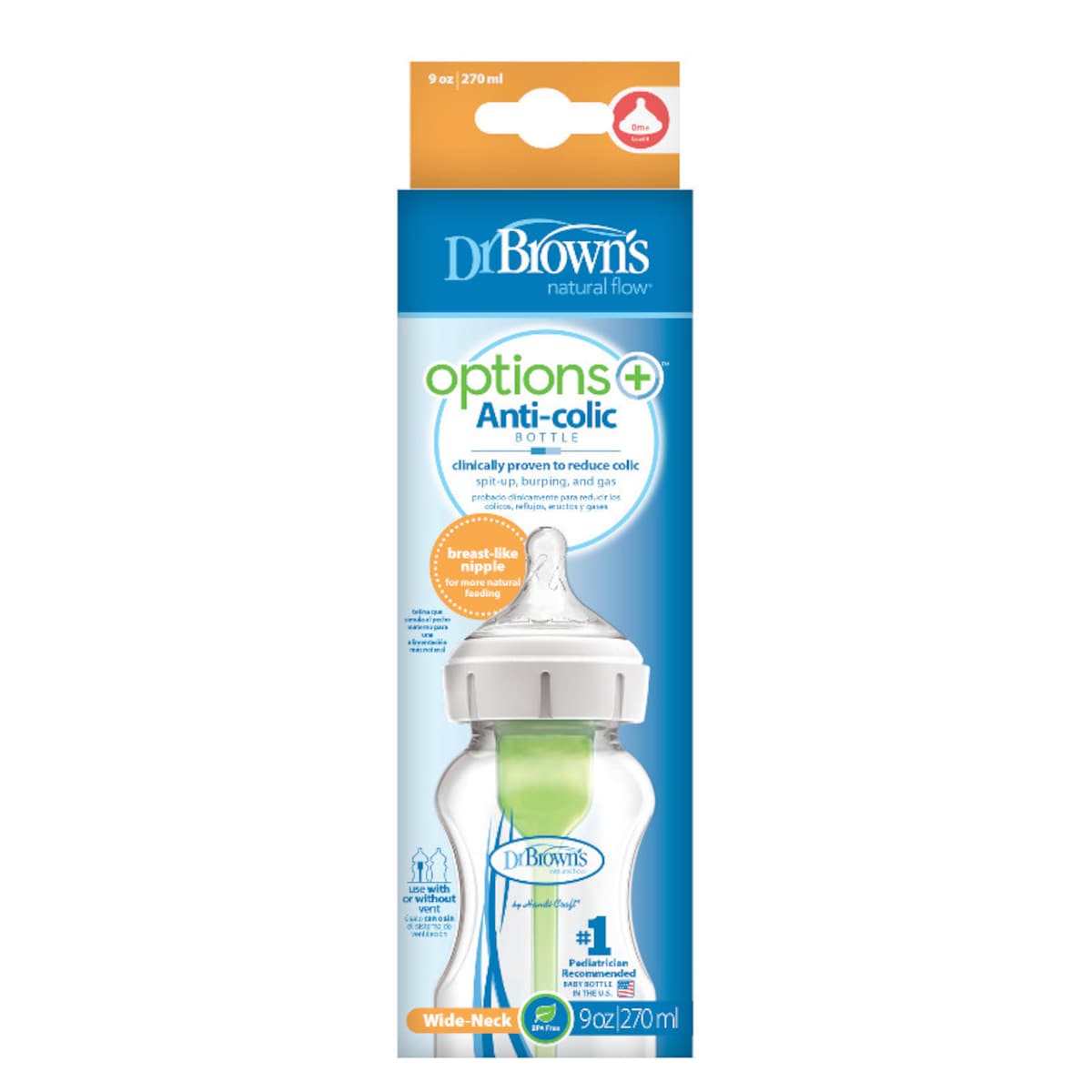 Dr Brown's Options+ Wide Neck Baby Bottle 270Ml