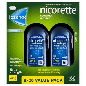 Nicorette Quit Smoking Cooldrops Icy Mint 4Mg 160 Nicotine Lozenges