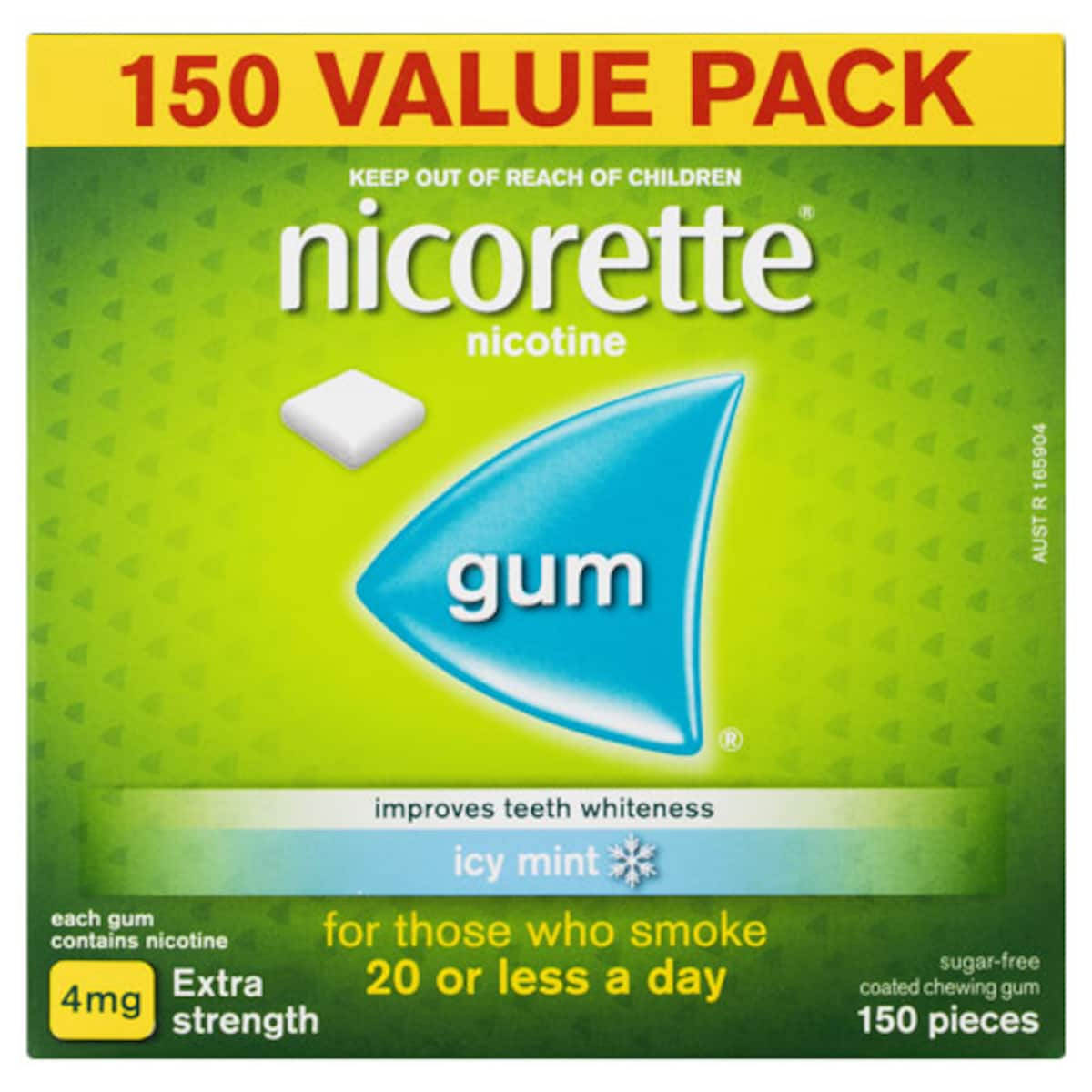 Nicorette Quit Smoking Nicotine Gum 4Mg Icy Mint 150 Pieces Value Pack