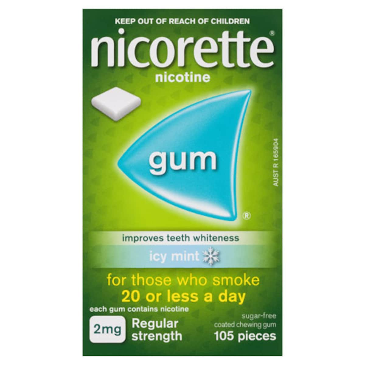 Nicorette Quit Smoking Nicotine Gum 2Mg Icy Mint 105 Pieces