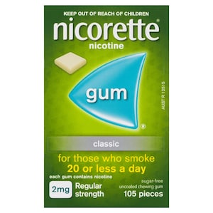 Nicorette Quit Smoking Nicotine Gum 2Mg Classic 105 Pieces