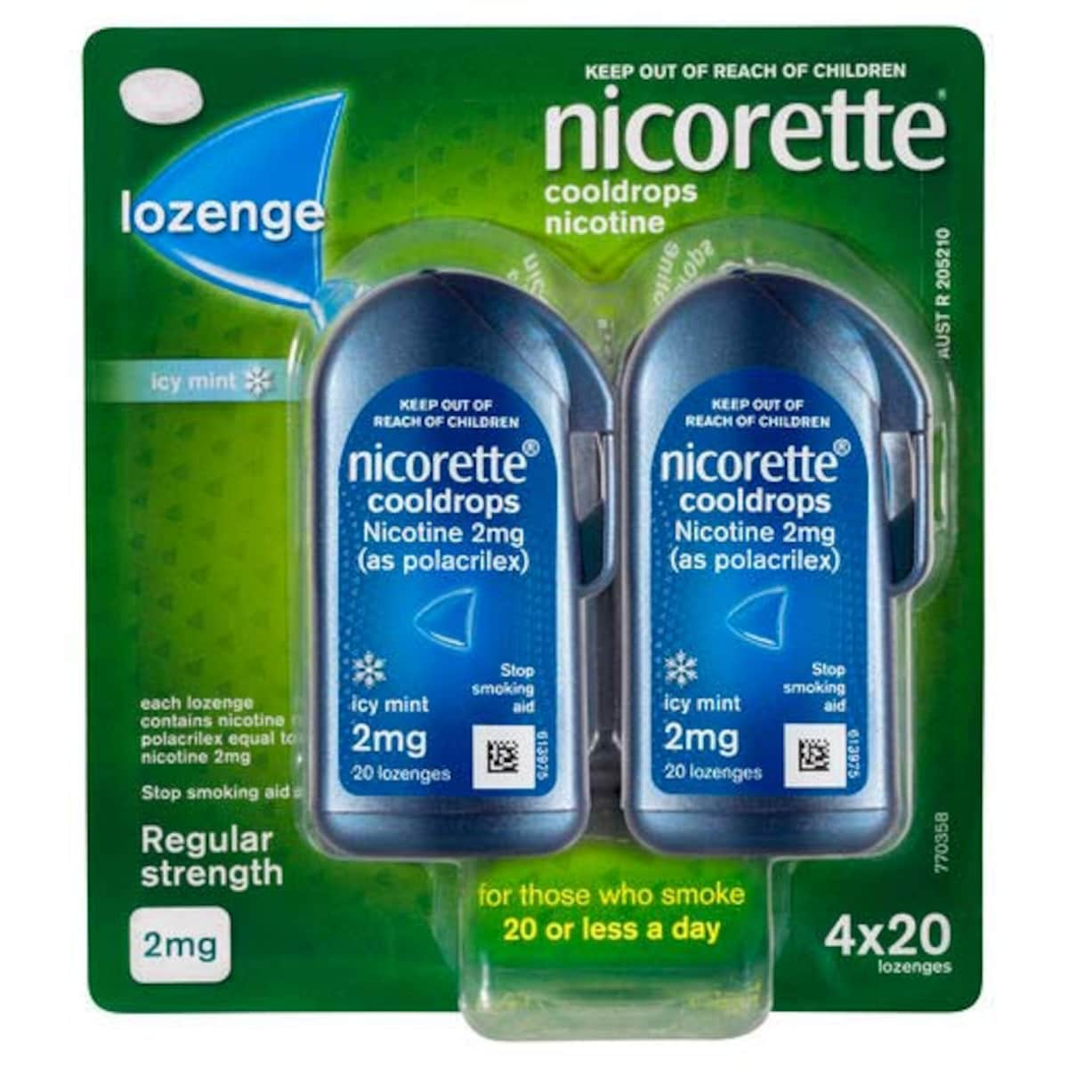 Nicorette Quit Smoking Cooldrops Icy Mint 2Mg 80 Nicotine Lozenges