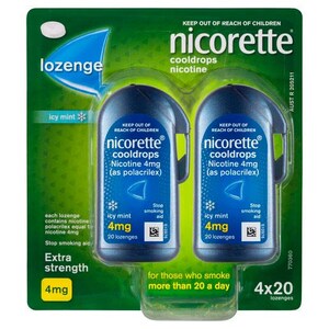 Nicorette Quit Smoking Cooldrops Icy Mint 4Mg 80 Nicotine Lozenges