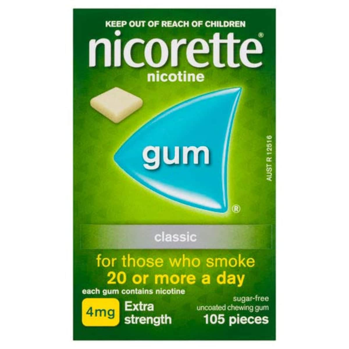 Nicorette Quit Smoking Nicotine Gum 4Mg Classic 105 Pieces