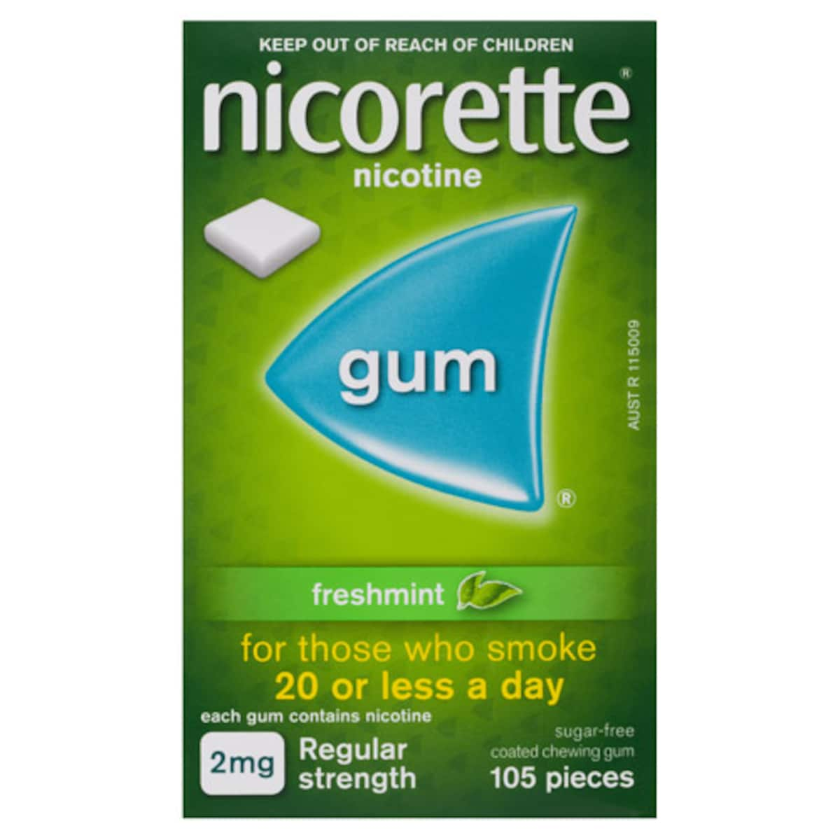 Nicorette Quit Smoking Nicotine Gum 2Mg Fresh Mint 105 Pieces