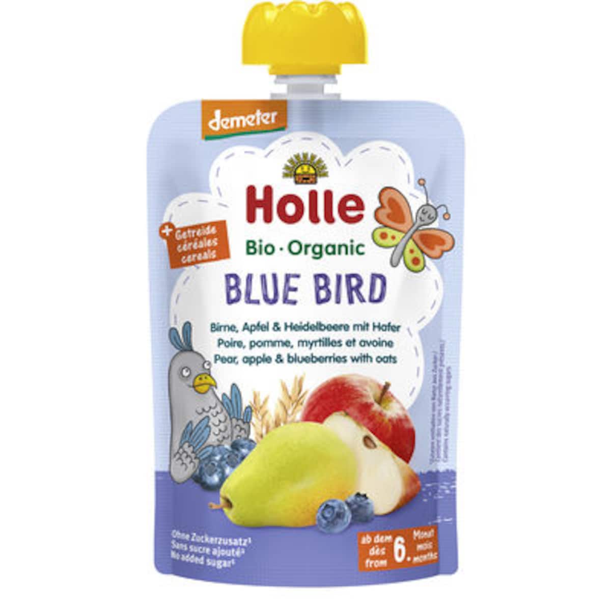 Holle Organic Pouch Blue Bird Pear Apple & Blueberries With Oats 100G