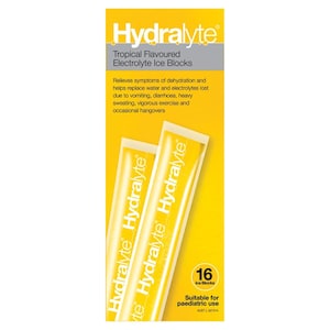 Hydralyte Tropical Flavour Electrolyte Ice Blocks 16 Pack