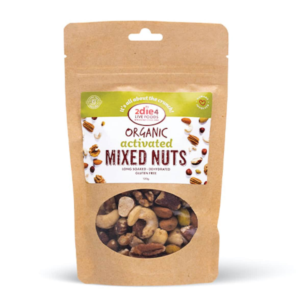 2Die4 Live Foods Organic Activated Mixed Nuts With Fresh Whey 120G