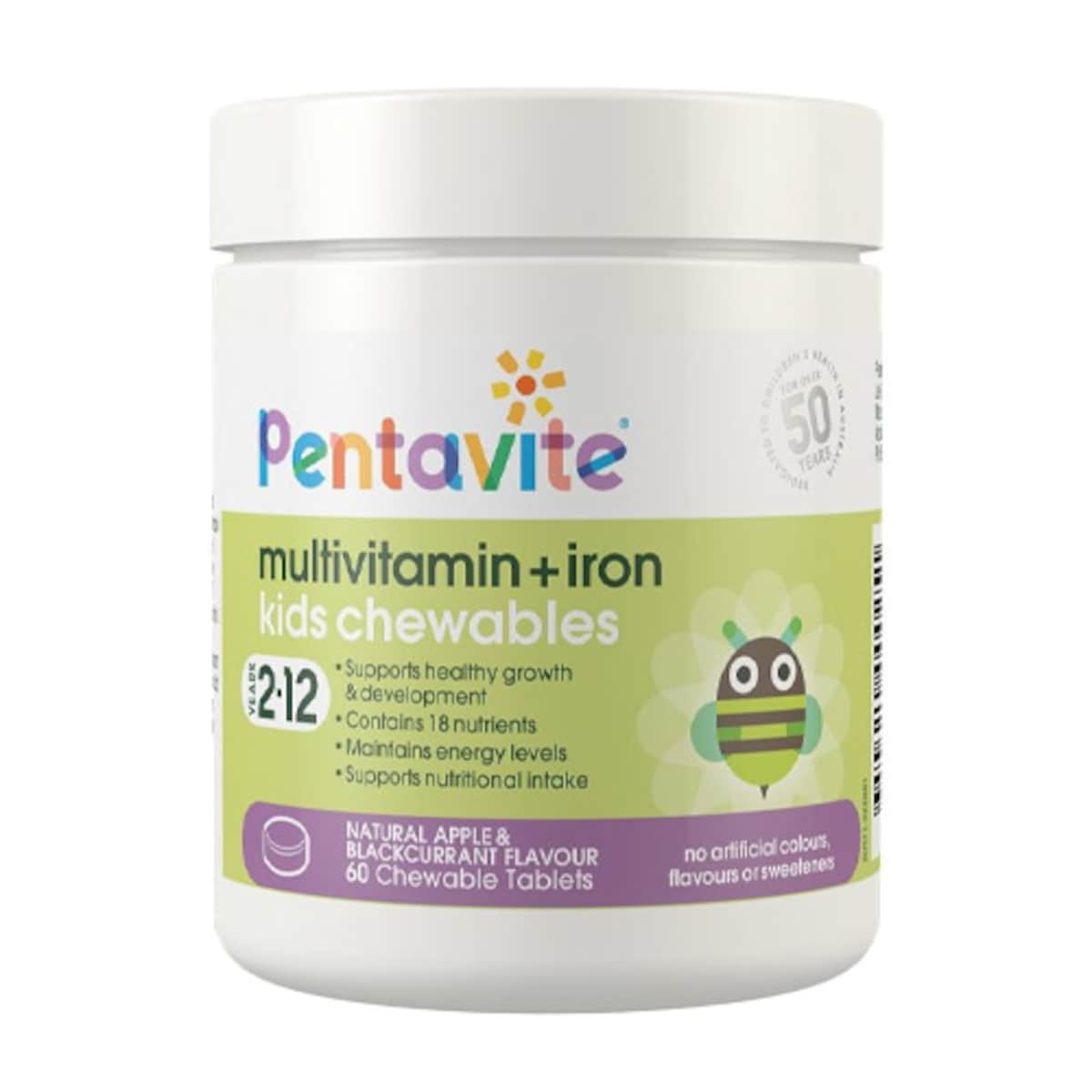 Pentavite Kids Multivitamin + Iron 60 Chewable Tablets