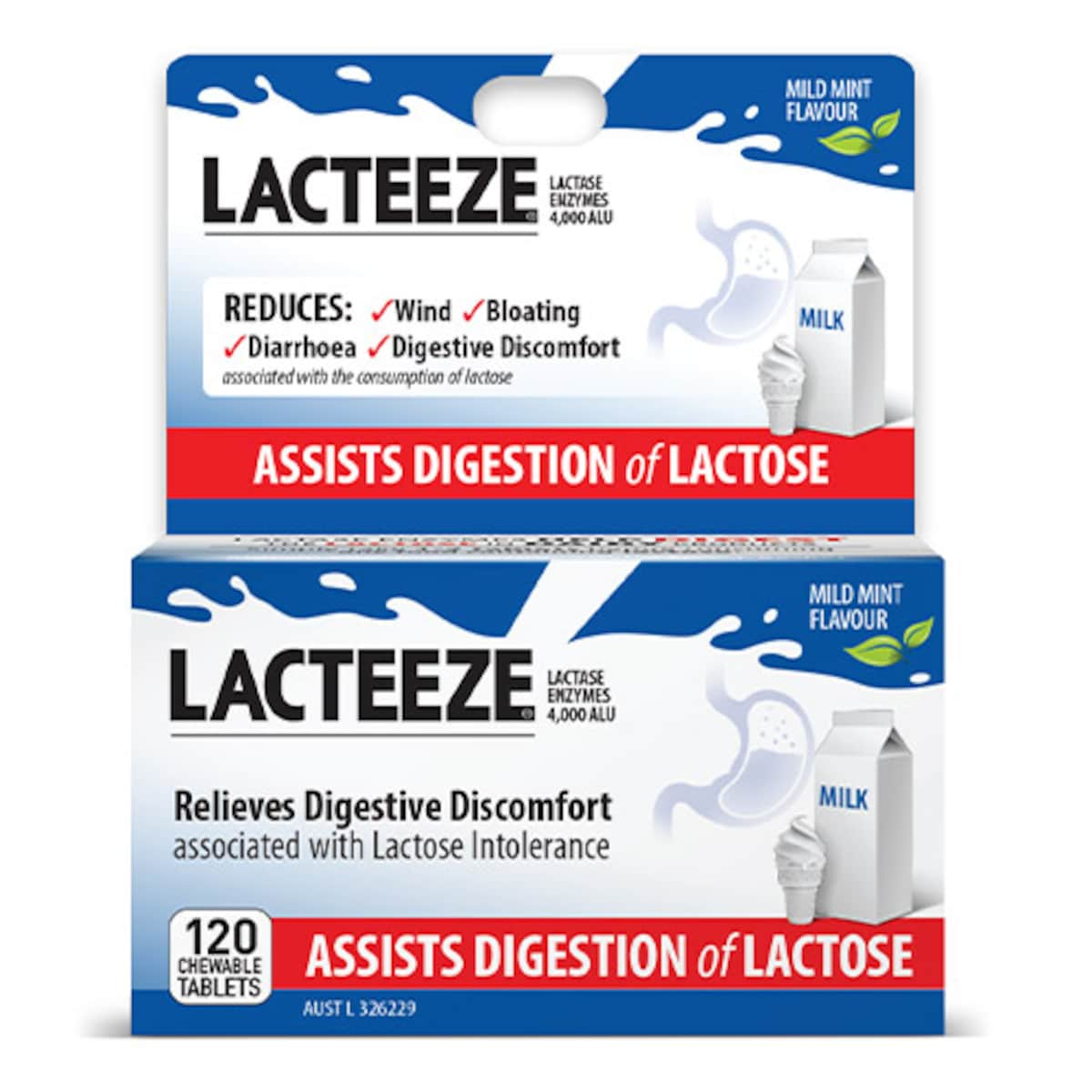 Lacteeze Mint Flavour 120 Chewable Tablets