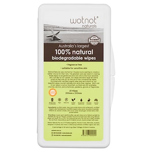 Wotnot Biodegradable Baby Wipes With Travel Case 20 Pack