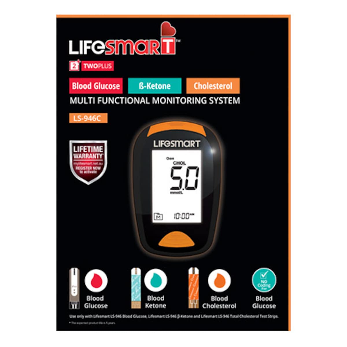 Lifesmart Multi Functional Monitor For Blood Glucose Ketone & Cholesterol