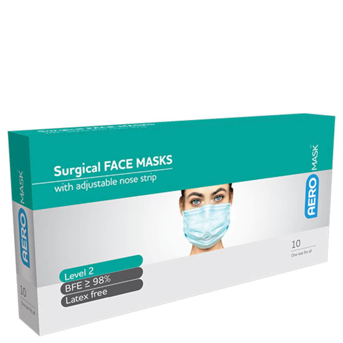 Aeromask Surgical Face Mask With Earloops Level 2 10 Pack