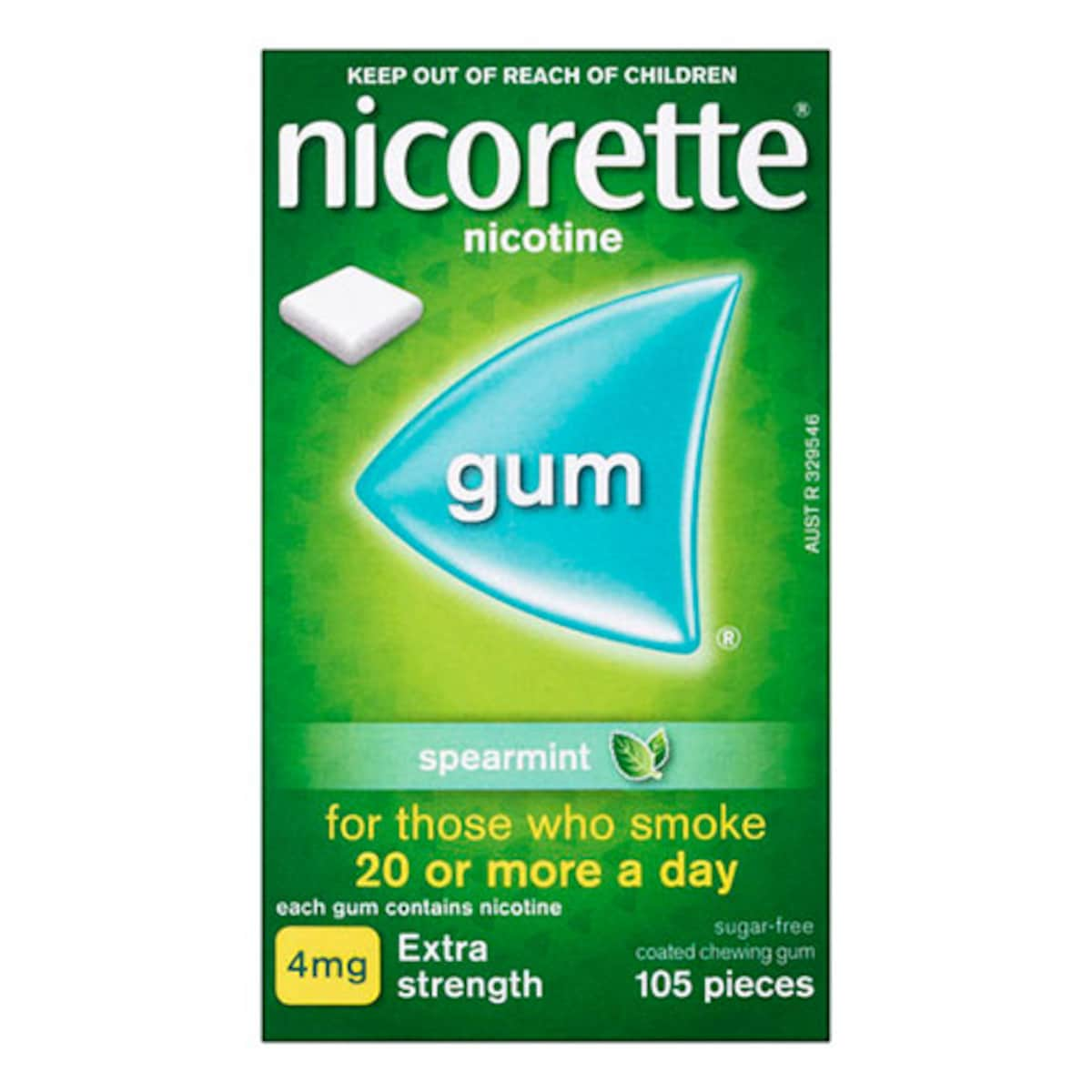 Nicorette Quit Smoking Nicotine Gum 4Mg Spearmint 105 Pieces