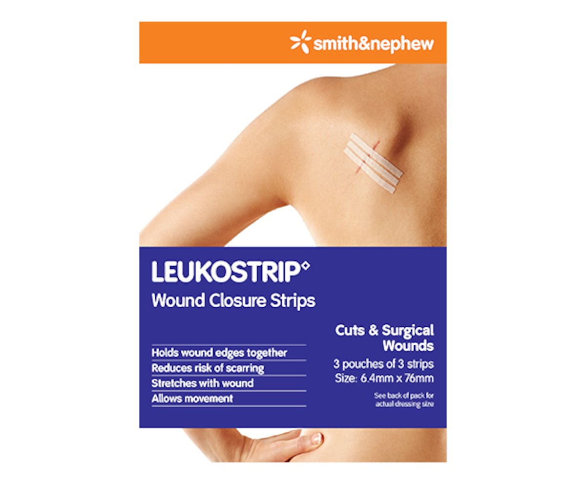 Leukostrip Wound Closure Strips 6.4Mm X 76Mm 3 Pouches Of 3 Strips By Smith & Nephew