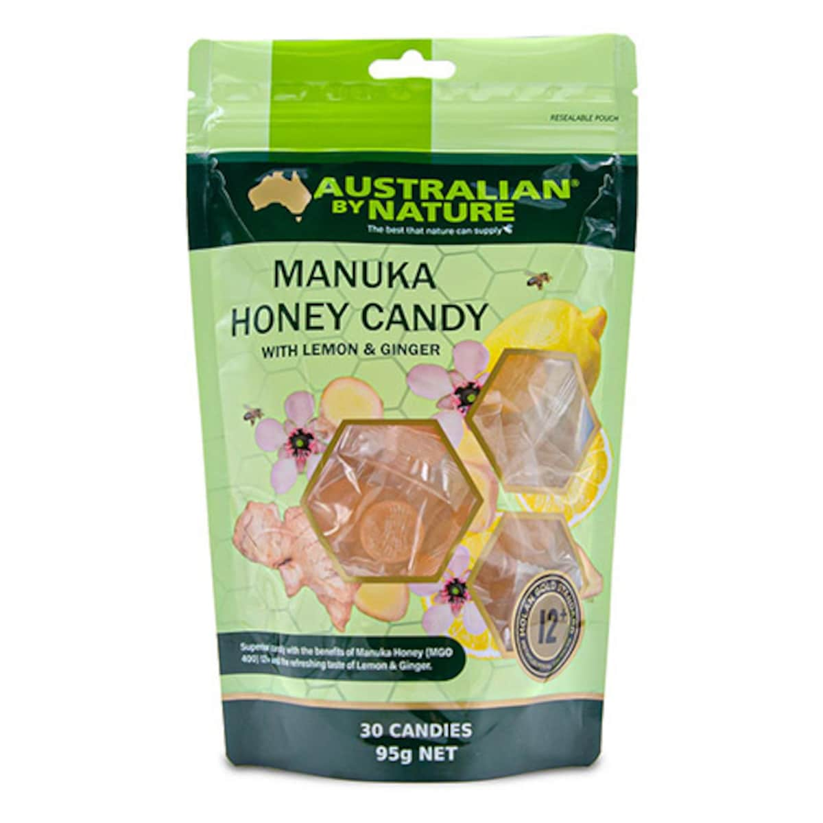 Australian By Nature Manuka Honey Candy With Lemon & Ginger 30 Candies