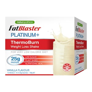 Naturopathica Fatblaster Platinum+ Thermoburn Weight Loss Shake Vanilla 14 Sachets X 50G