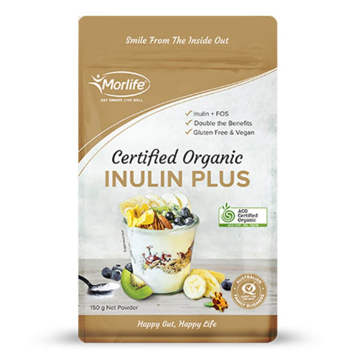 Morlife Certified Organic Inulin Plus Powder 150G