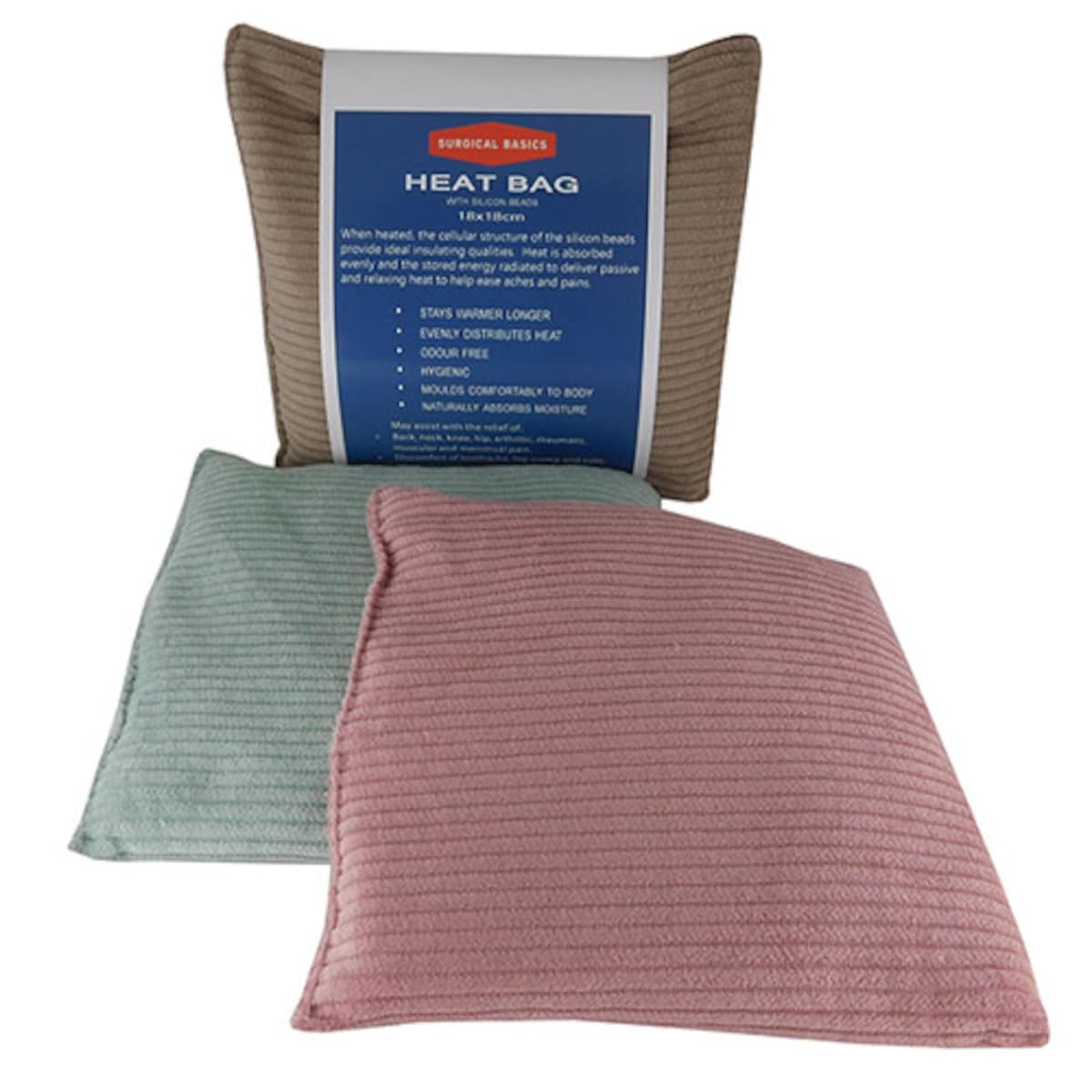 Surgical Basics Corduroy Silicone Heat Bag 18Cm X 18Cm (Colours Selected At Random)