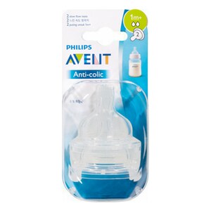 Avent Anti-Colic Teat Slow Flow 1 Month+ 2 Pack