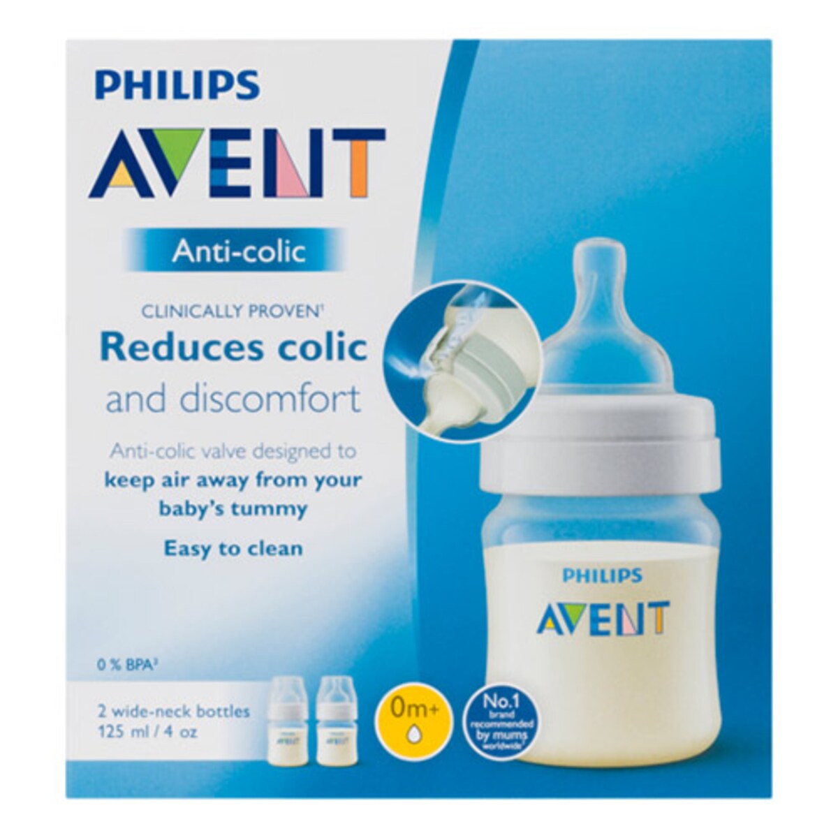 Avent Anti-Colic Baby Feeding Bottle Bpa Free 2 X 125Ml