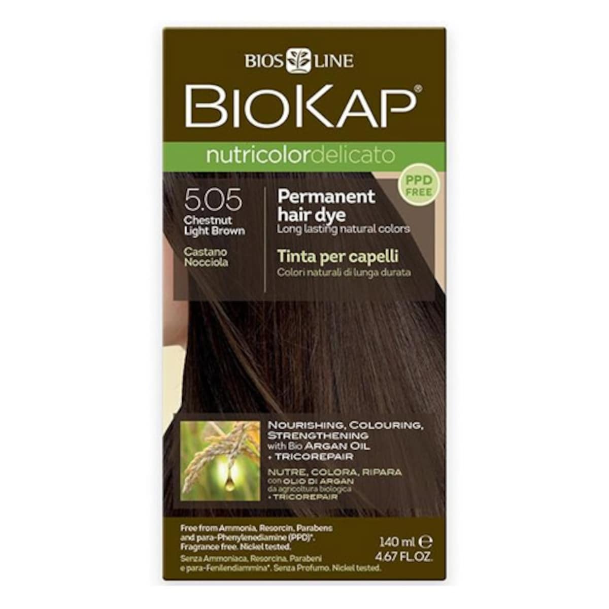 Biokap Nutricolor Delicato 5.05 Chestnut Light Brown 140Ml