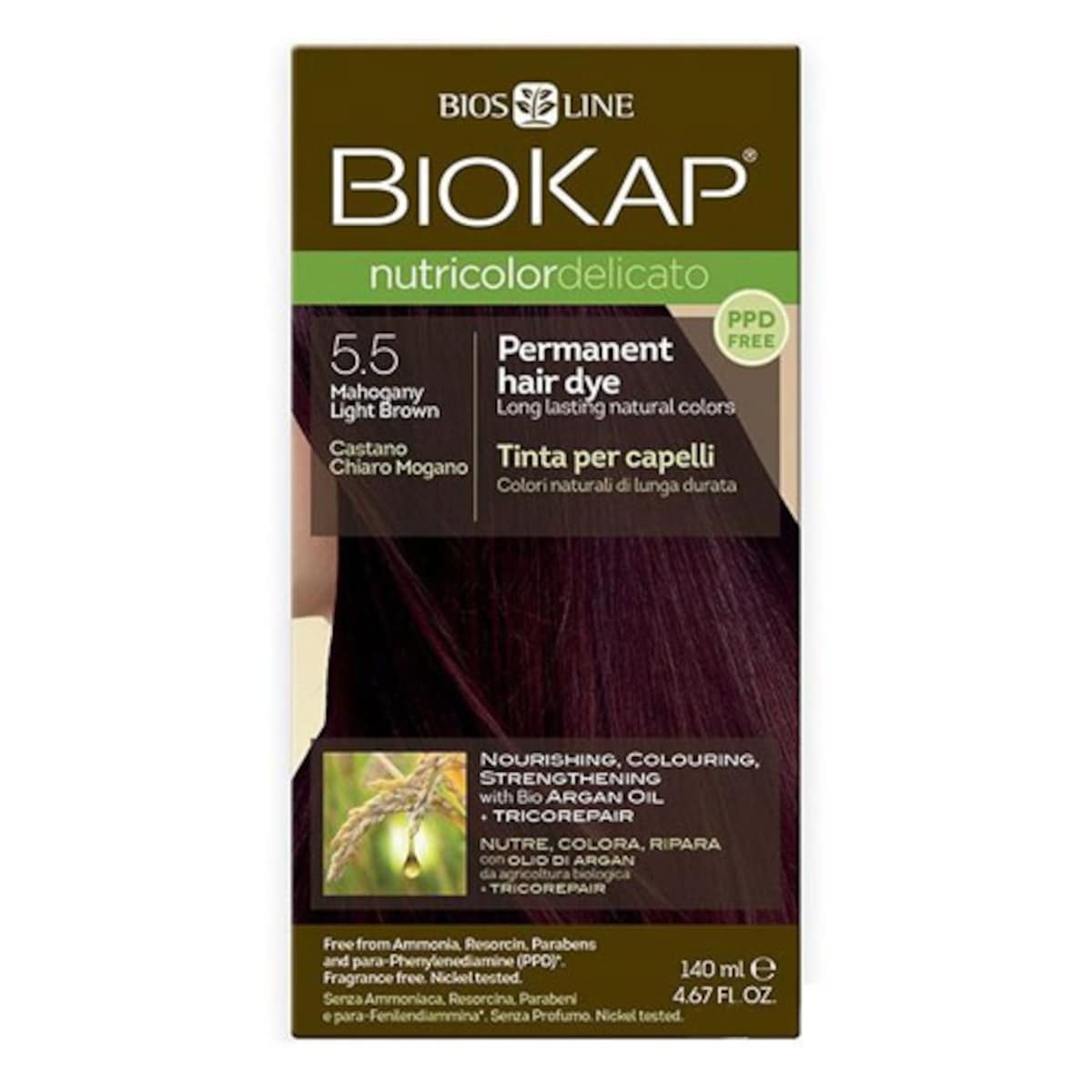 Biokap Nutricolor Delicato 5.5 Mahogany Light Brown 140Ml