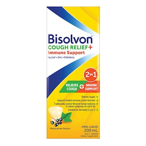 Bisolvon Cough Relief + Immune Support Blackcurrant 200Ml