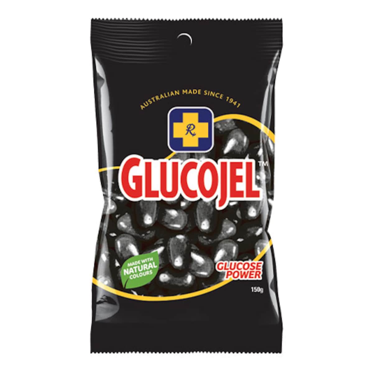 Gold Cross Glucojel Jelly Beans Black 150G