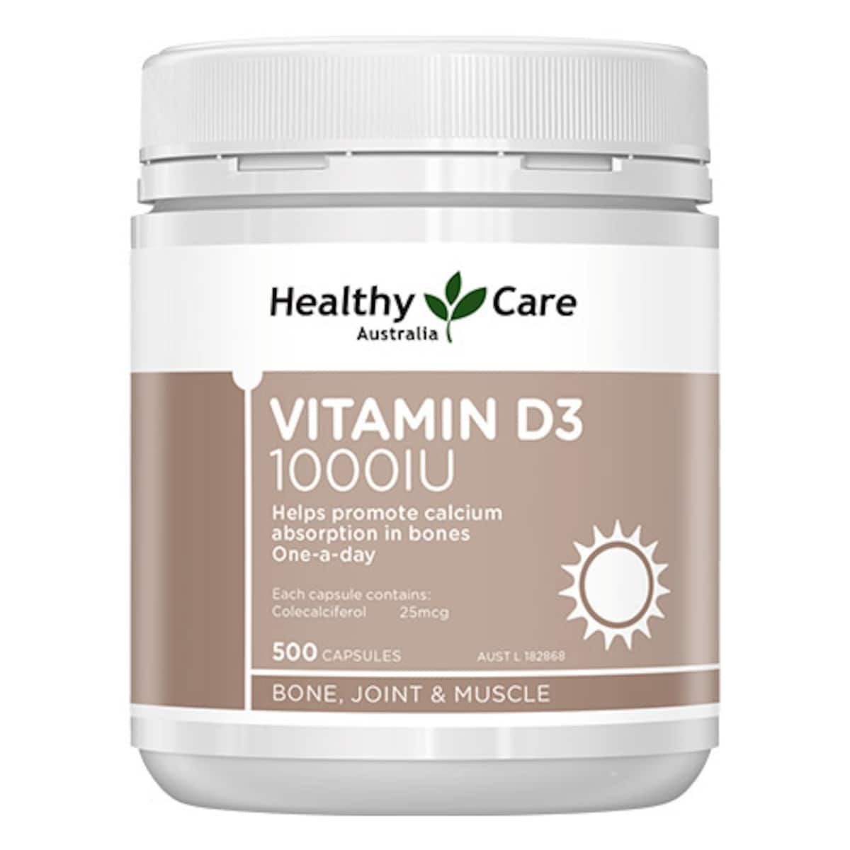 Healthy Care Vitamin D3 1000Iu 500 Capsules