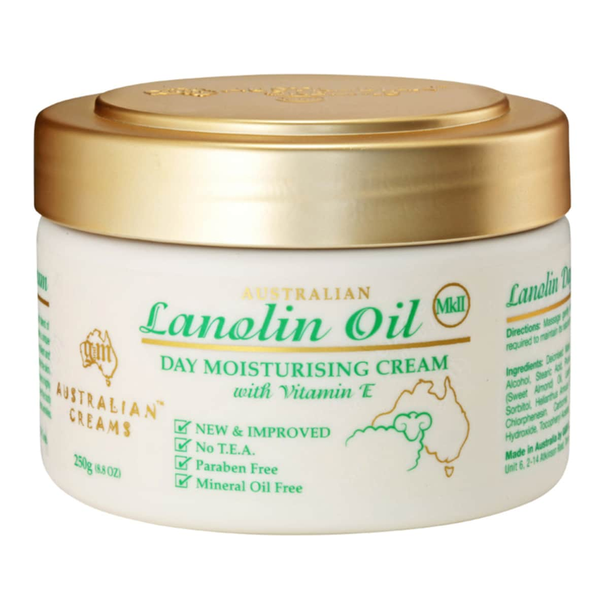 Australian Creams Lanolin Oil Day Moisturising Cream With Vitamin E 250G