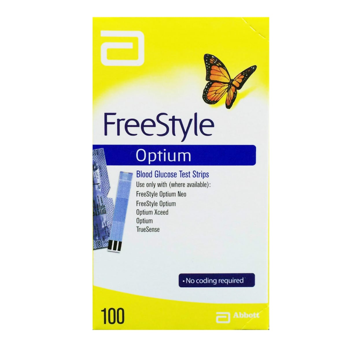 Abbott Freestyle Optium Blood Glucose Test Strip 100 Strips