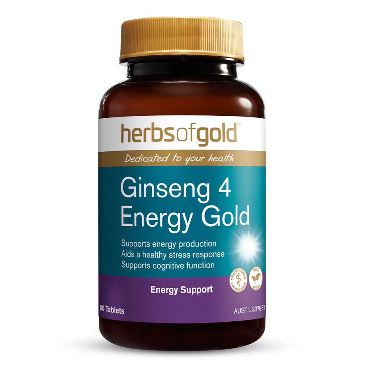 Herbs of Gold Ginseng 4 Energy Gold 60 Tablets