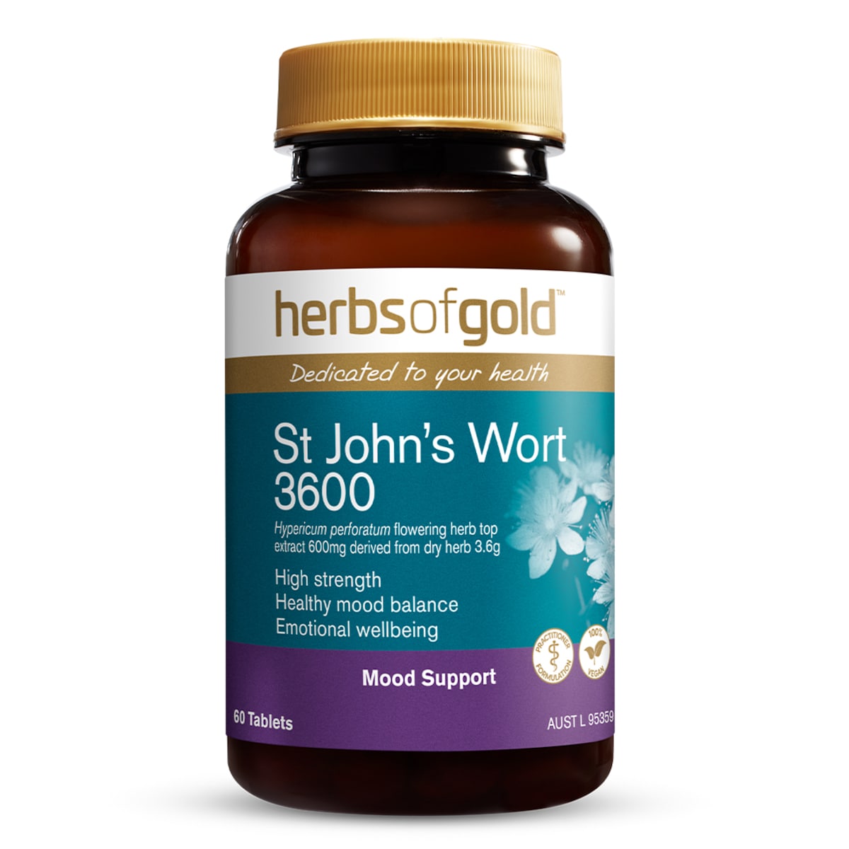 Herbs Of Gold Extra Strength St Johns Wort 3600 60 Tablets