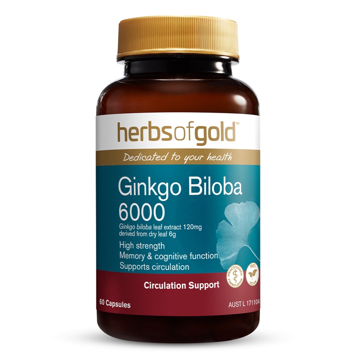 Herbs of Gold Ginkgo Biloba 6000 60 Capsules