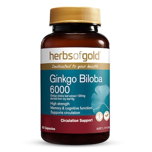 Herbs Of Gold Ginkgo Biloba 6000 60 Capsules