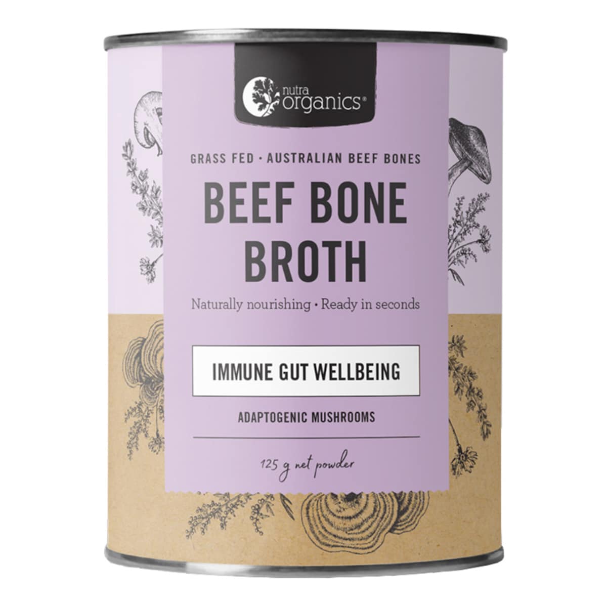 Nutra Organics Bone Broth Beef Hearty Mushroom 125G