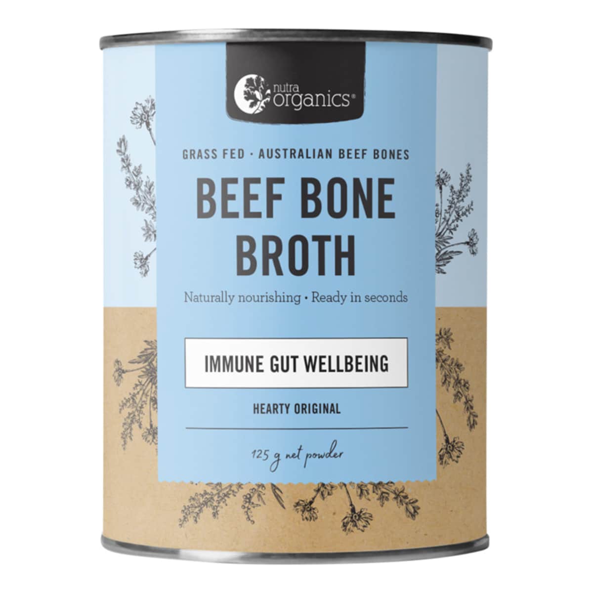 Nutra Organics Beef Bone Broth Powder Hearty Original 125G