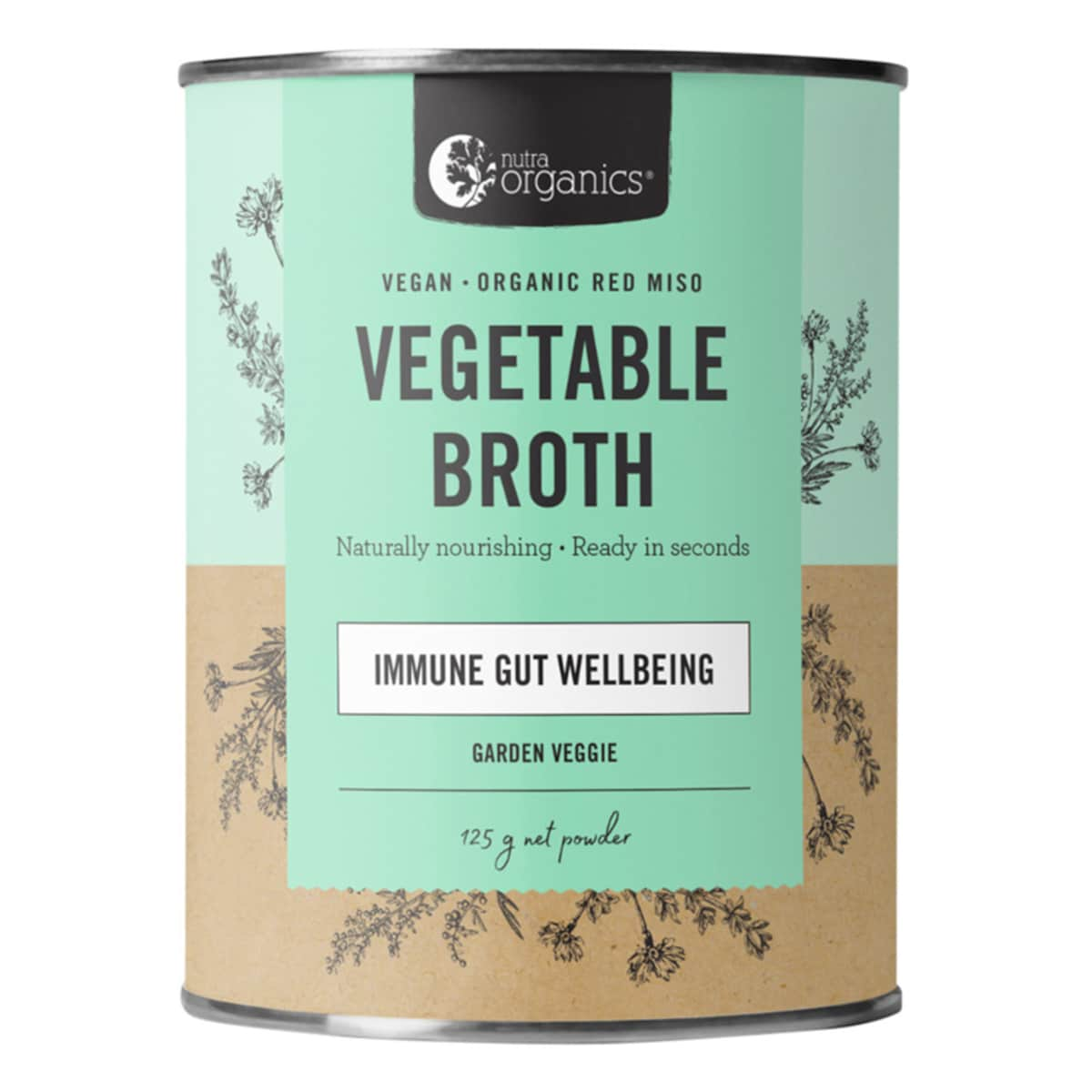 Nutra Organics Vegetable Broth Powder Garden Veggie 125G