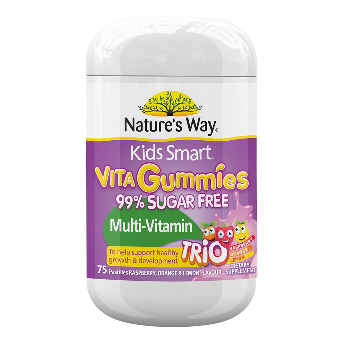 Natures Way Kids Smart Vita Gummies Multivitamin 99% Sugar Free Trio Flavour 75 Pack