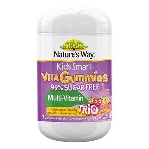 Natures Way Kids Smart Vita Gummies Multivitamin 99% Sugar Free Trio Flavour 75 Pack