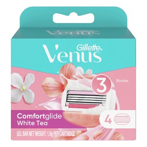 Gillette Venus Comfortglide White Tea Razor Blade Refills 4 Pack